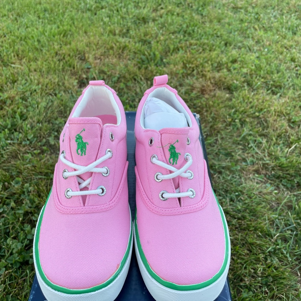 Ralph Lauren Girls Junior Size 4 Pink Sneaker NEW